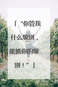“你管我什么级别，能抓你的级别！”