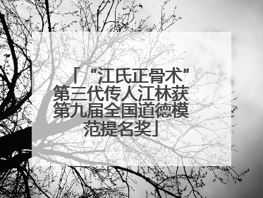 “江氏正骨术”第三代传人江林获第九届全国道德模范提名奖