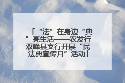“法”在身边“典”亮生活——农发行双峰县支行开展“民法典宣传月”活动