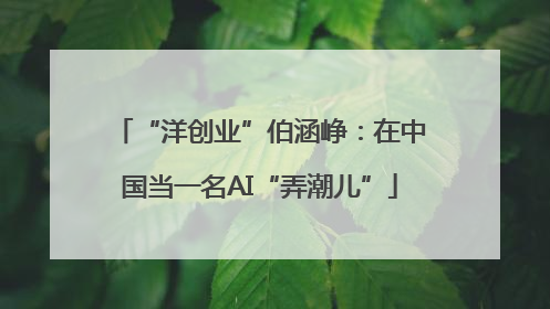 “洋创业”伯涵峥：在中国当一名AI“弄潮儿”