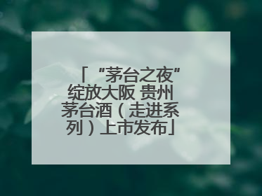 “茅台之夜”绽放大阪 贵州茅台酒（走进系列）上市发布