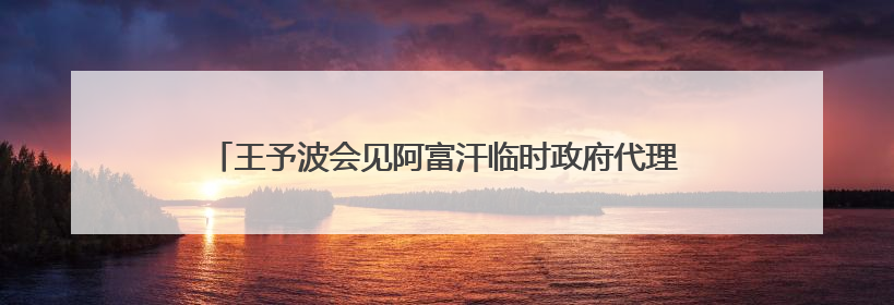 王予波会见阿富汗临时政府代理副总理阿卜杜·萨拉姆·哈纳菲