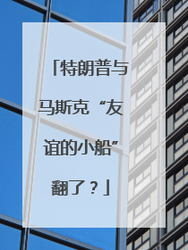 特朗普与马斯克“友谊的小船”翻了？