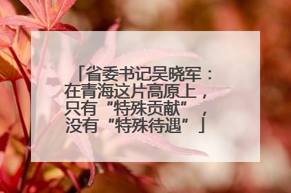 省委书记吴晓军：在青海这片高原上，只有“特殊贡献”，没有“特殊待遇”