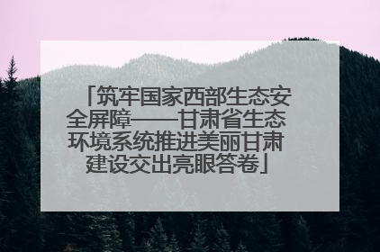 筑牢国家西部生态安全屏障——甘肃省生态环境系统推进美丽甘肃建设交出亮眼答卷