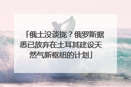 俄土没谈拢？俄罗斯据悉已放弃在土耳其建设天然气新枢纽的计划