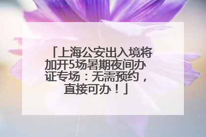 上海公安出入境将加开5场暑期夜间办证专场：无需预约，直接可办！