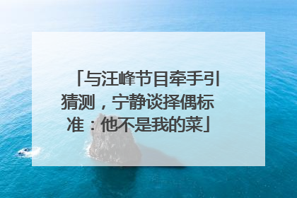 与汪峰节目牵手引猜测，宁静谈择偶标准：他不是我的菜