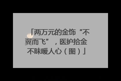 两万元的金饰“不翼而飞”，医护拾金不昧暖人心（图）