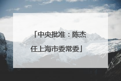 中央批准：陈杰任上海市委常委