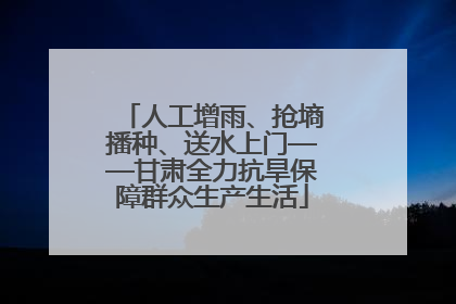 人工增雨、抢墒播种、送水上门——甘肃全力抗旱保障群众生产生活