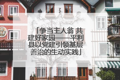争当主人翁 共建好家园——平利县以党建引领基层善治的生动实践