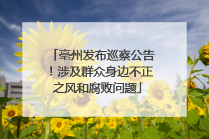 亳州发布巡察公告！涉及群众身边不正之风和腐败问题