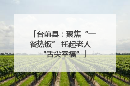 台前县：聚焦“一餐热饭” 托起老人“舌尖幸福”