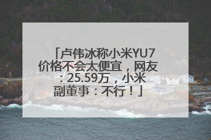 卢伟冰称小米YU7价格不会太便宜，网友：25.59万，小米副董事：不行！