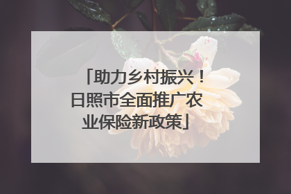 助力乡村振兴！日照市全面推广农业保险新政策