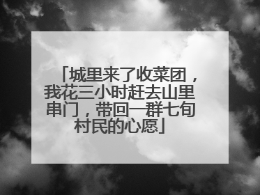 城里来了收菜团，我花三小时赶去山里串门，带回一群七旬村民的心愿