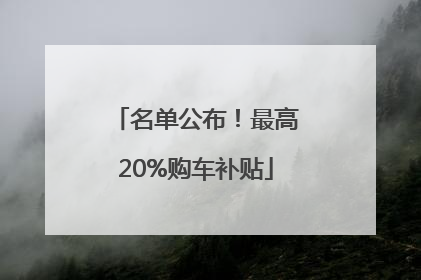名单公布！最高20%购车补贴