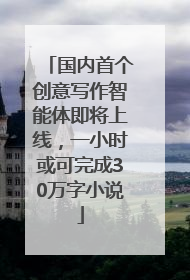国内首个创意写作智能体即将上线，一小时或可完成30万字小说