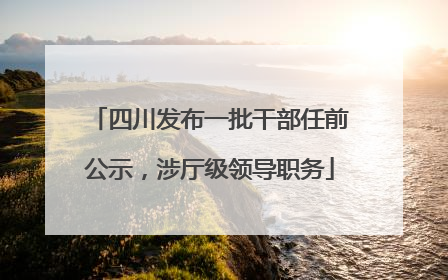 四川发布一批干部任前公示，涉厅级领导职务