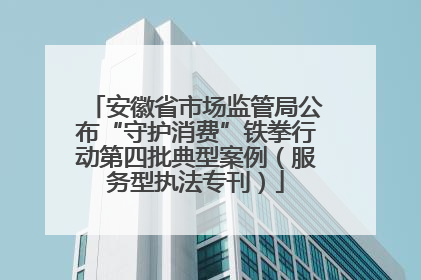 安徽省市场监管局公布“守护消费”铁拳行动第四批典型案例（服务型执法专刊）