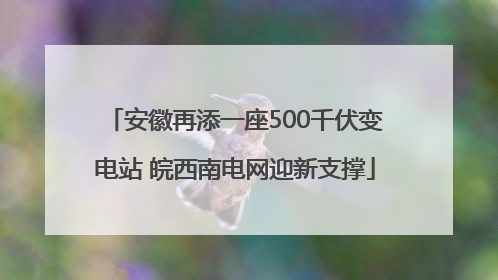 安徽再添一座500千伏变电站 皖西南电网迎新支撑