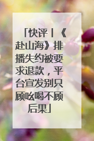 快评丨《赴山海》排播失约被要求退款，平台宣发别只顾吆喝不顾后果