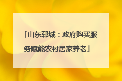 山东郓城：政府购买服务赋能农村居家养老