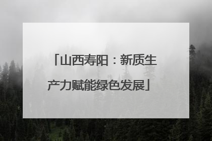 山西寿阳：新质生产力赋能绿色发展