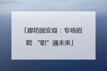 廊坊固安县：专场招聘 “职”通未来
