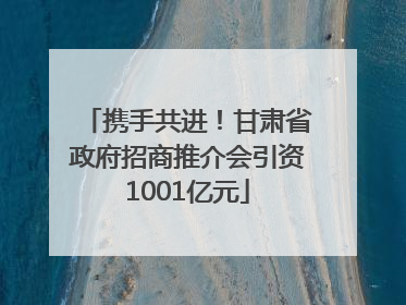 携手共进！甘肃省政府招商推介会引资1001亿元