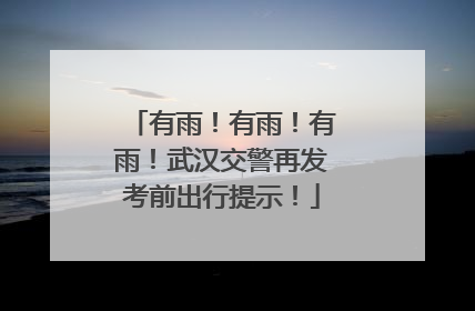 有雨！有雨！有雨！武汉交警再发考前出行提示！