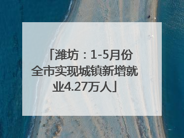 潍坊：1-5月份全市实现城镇新增就业4.27万人