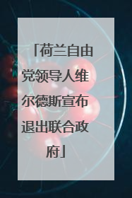 荷兰自由党领导人维尔德斯宣布退出联合政府