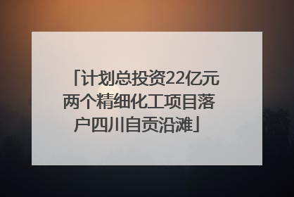 计划总投资22亿元 两个精细化工项目落户四川自贡沿滩