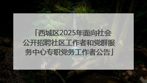 西城区2025年面向社会公开招聘社区工作者和党群服务中心专职党务工作者公告