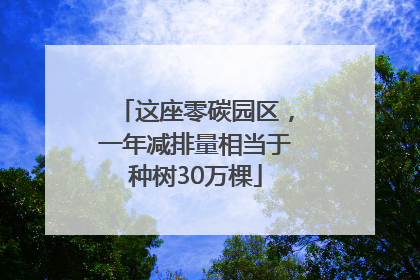 这座零碳园区，一年减排量相当于种树30万棵