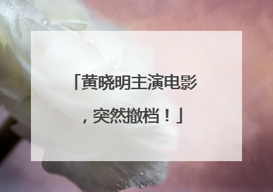 黄晓明主演电影，突然撤档！
