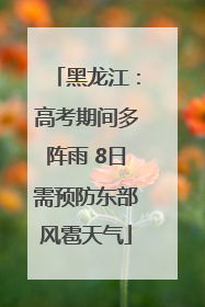 黑龙江：高考期间多阵雨 8日需预防东部风雹天气